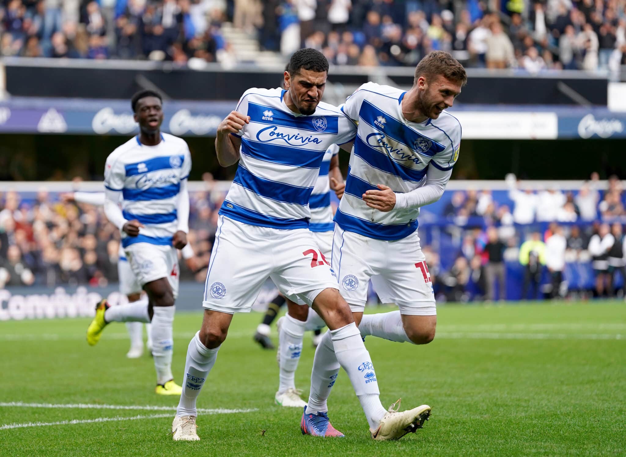 Leon Balogun celebrates scoring for Queens Park Rangers