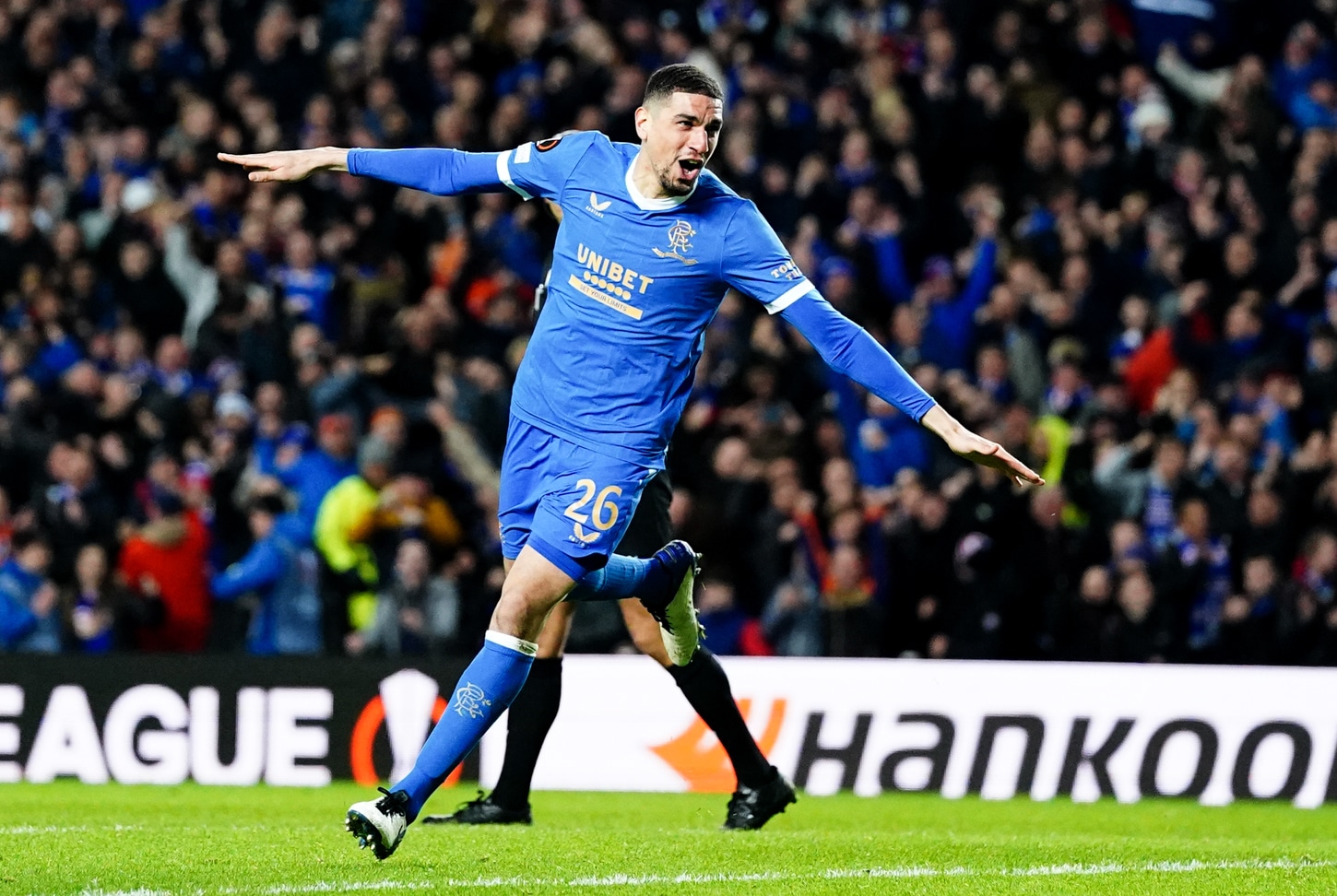 Rangers' Leon Balogun celebrates scoring a goal during the UEFA Europa League round of 16