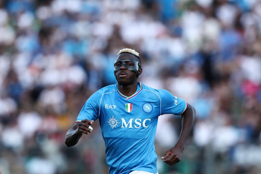Victor Osimhen in the new Napoli kit
