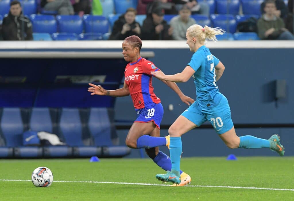 Super Falcons' Francisca Ordega runs forward for her club