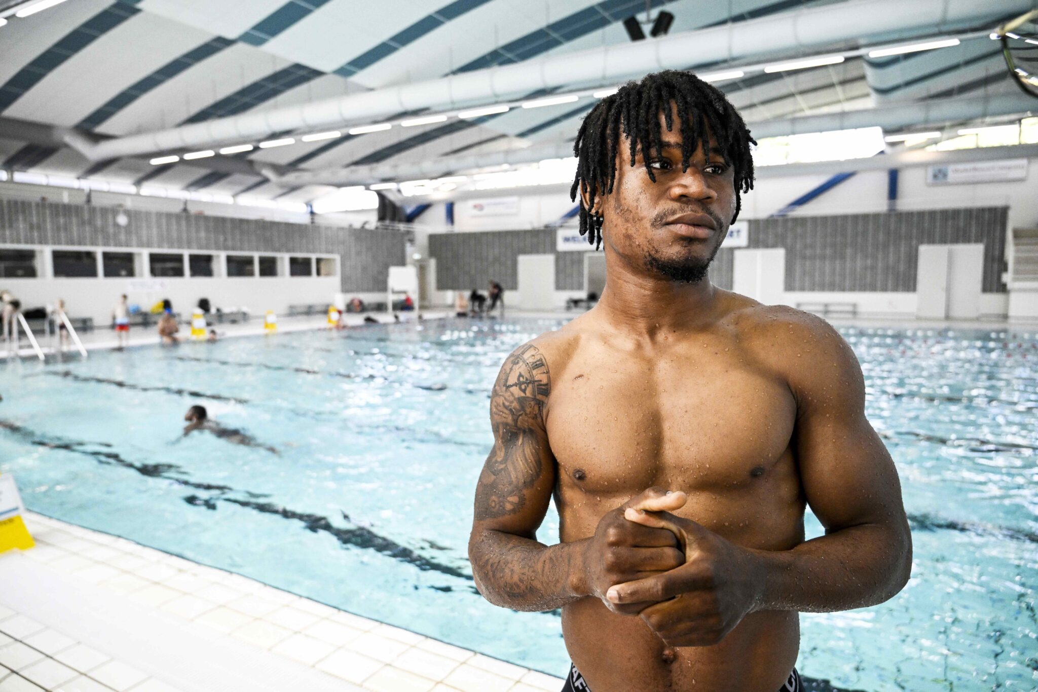 Gift Orban shows off his muscular body