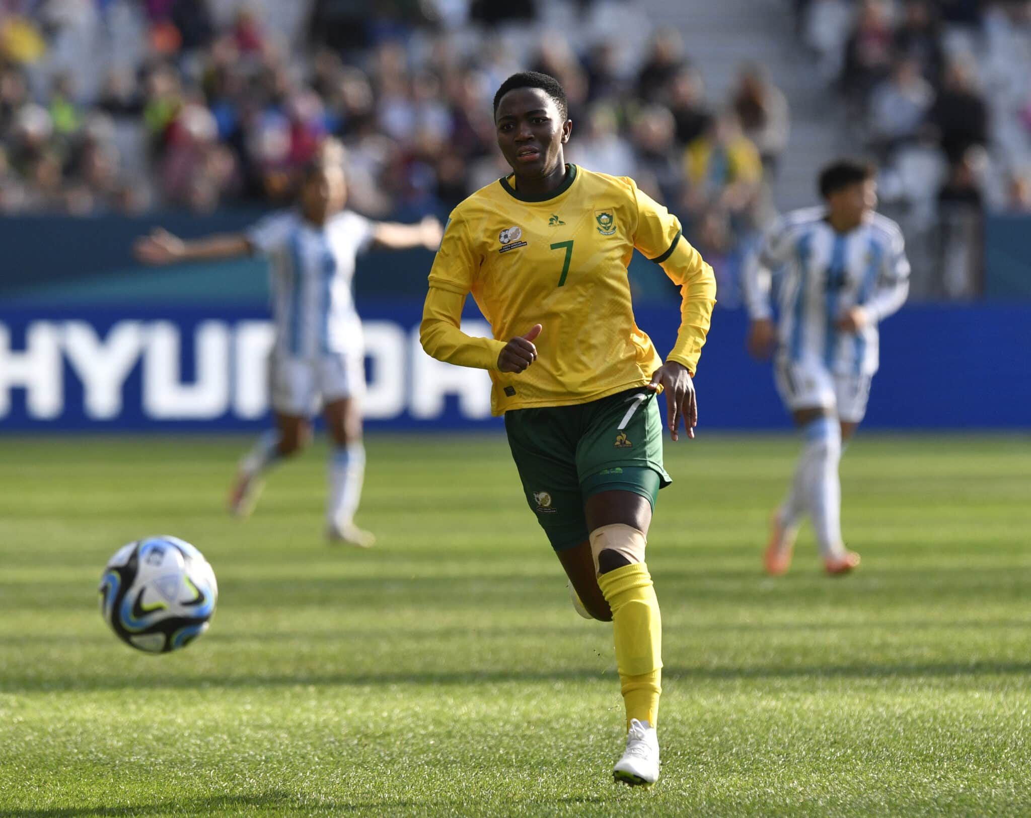 Banyana Banyana star Karabo Dhlamini in action for South Africa