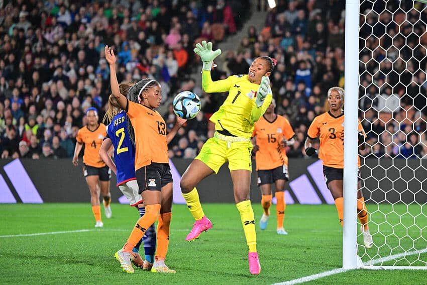 GoalkeeperCopper Queens Goalkeeper, Catherine Musonda makes a save