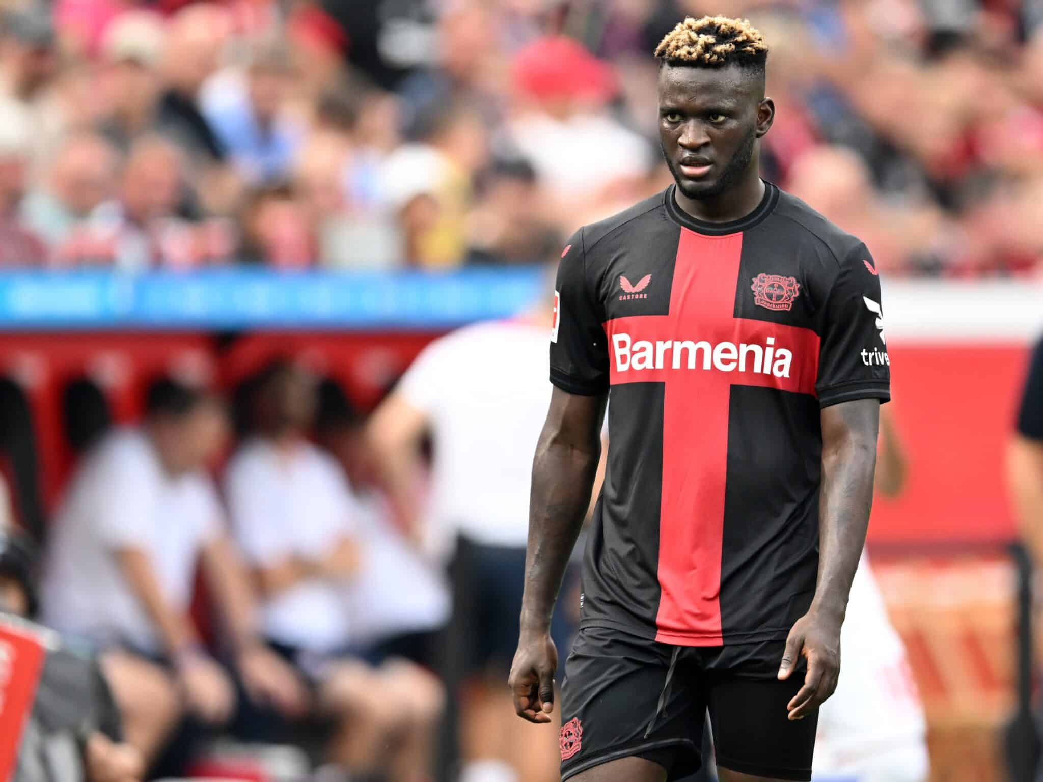 Victor Boniface in action for Bayer Leverkusen