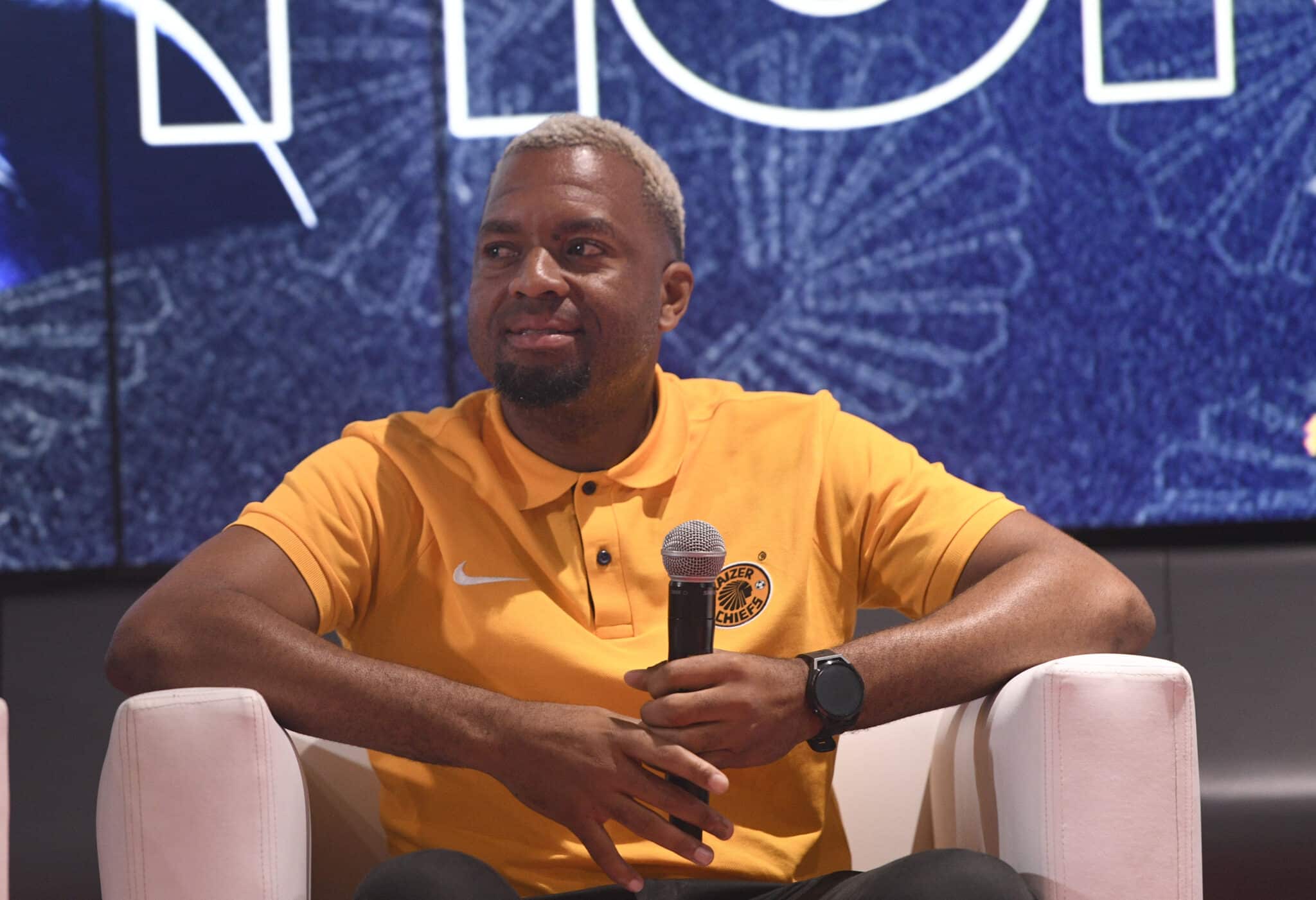 Kaizer Chiefs' Itumeleng Khune with the mic