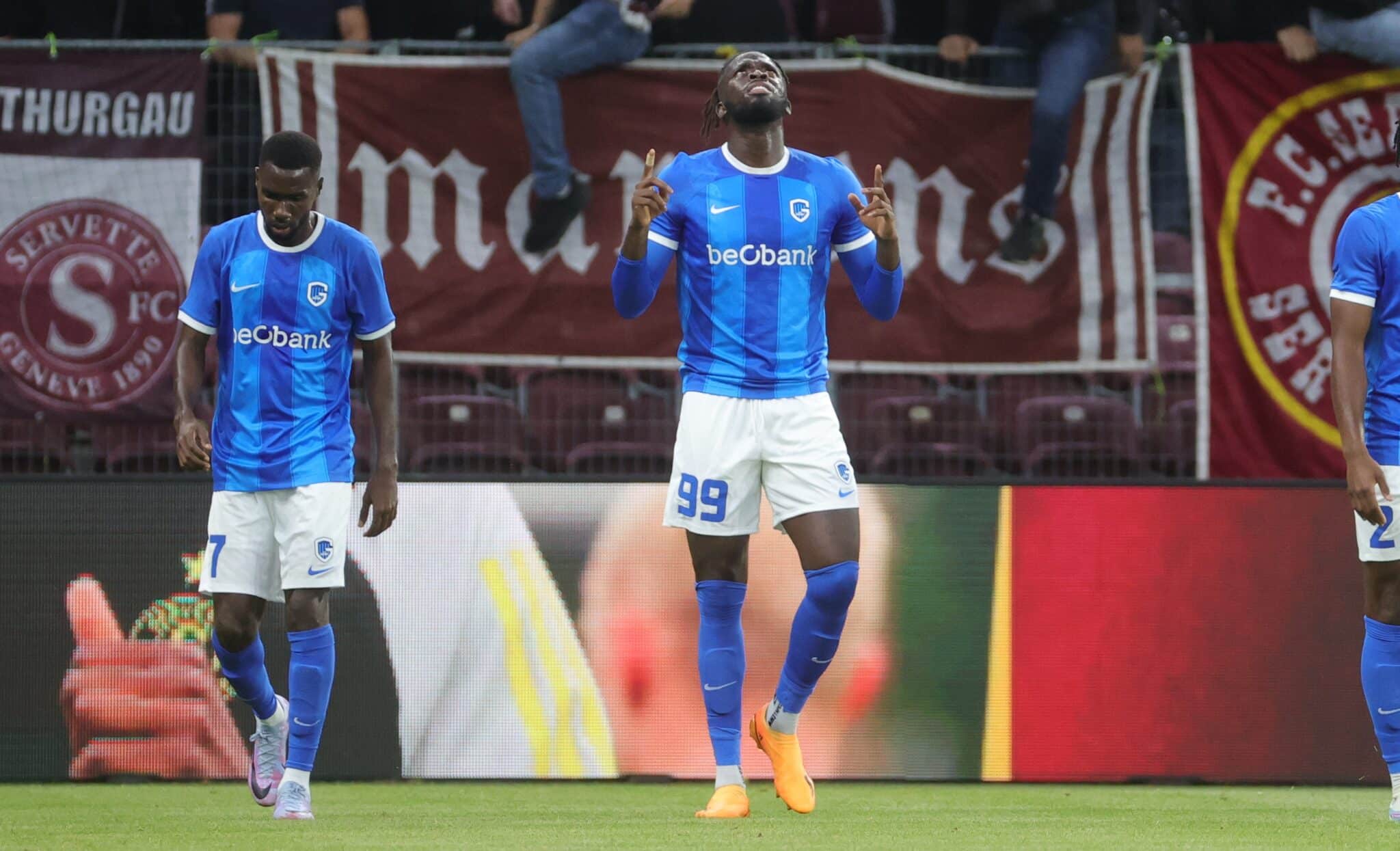 Tolu Arokodare celebrates scoring for Genk