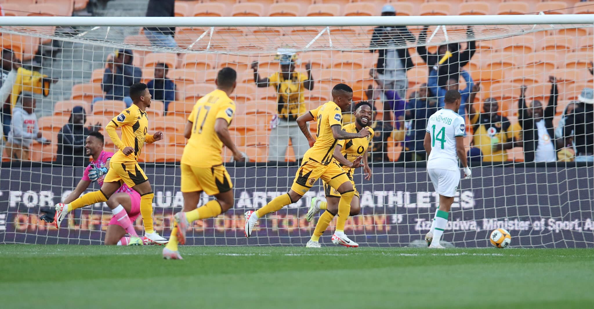 Pule Mmodi of Kaizer Chiefs celebrates scoring