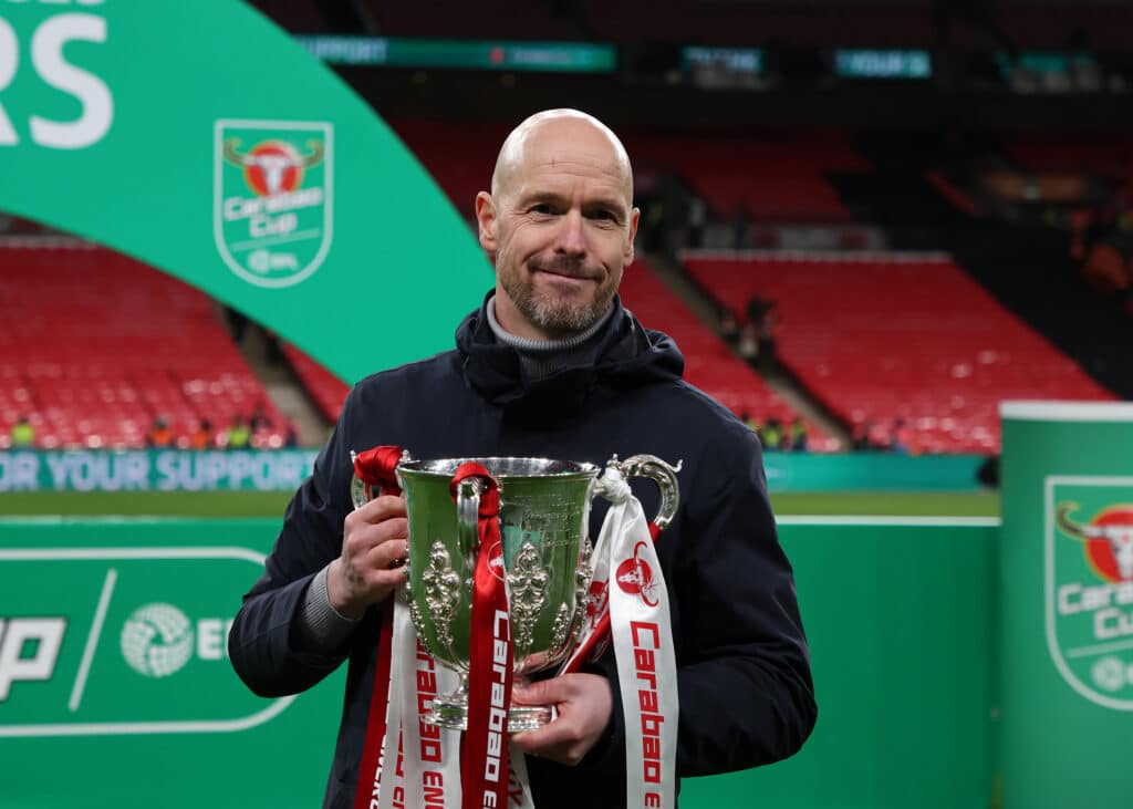 Erik Ten Hag with the EFL Cup