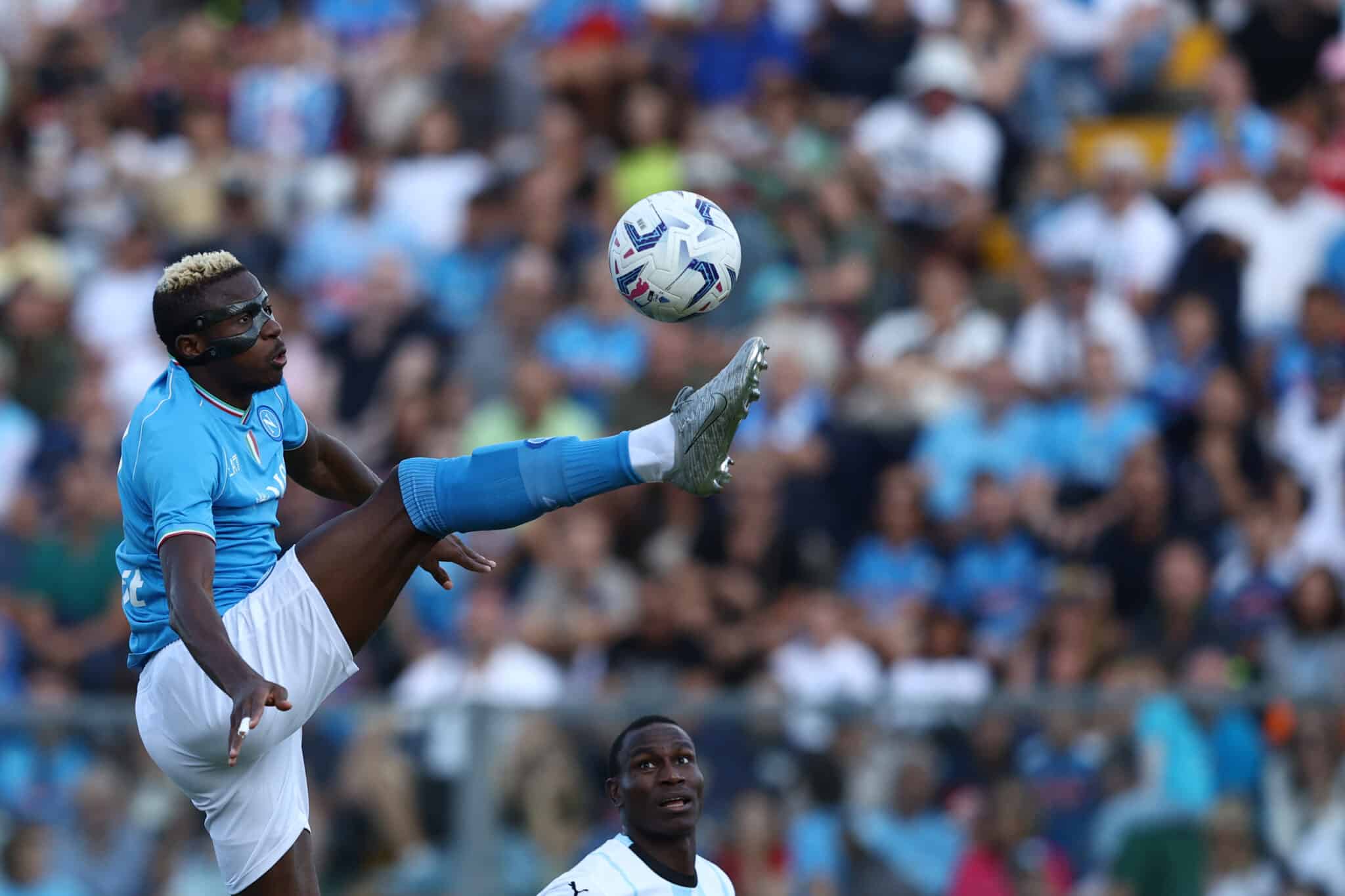 Victor Osimhen tries to control the ball in a pre-season match