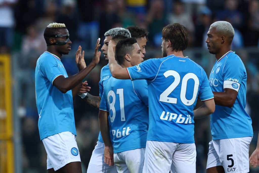 Victor Osimhen celebrates with teammates in pre-season