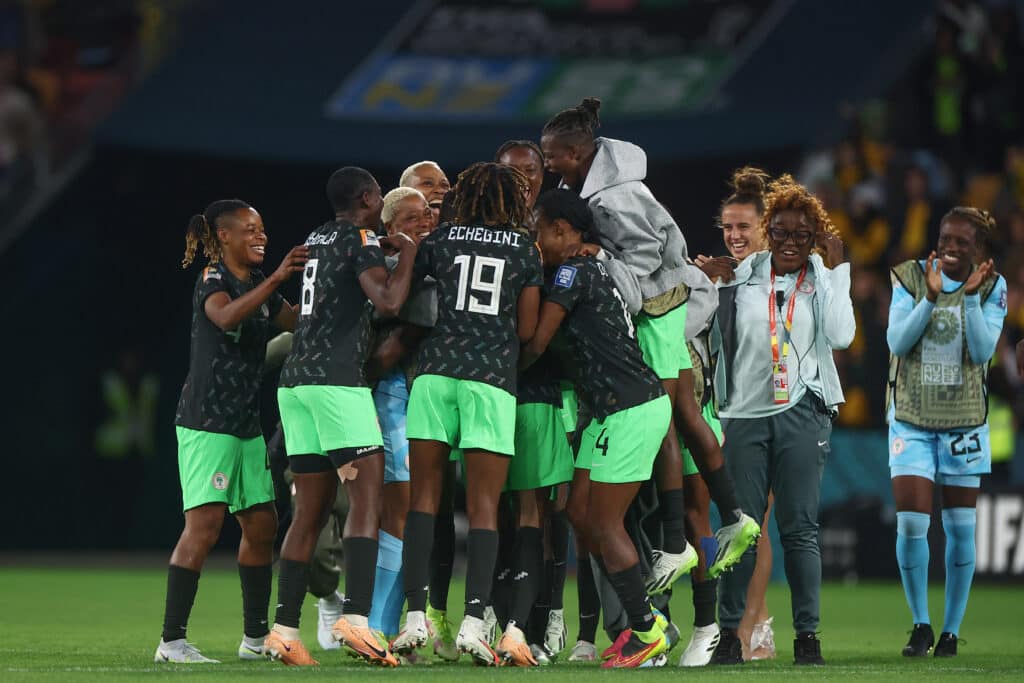 Super Falcons players celebrating