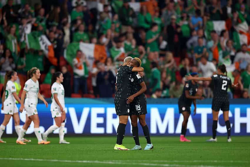 Super Falcons captain Onome Ebi embraces Halimatu Ayinde