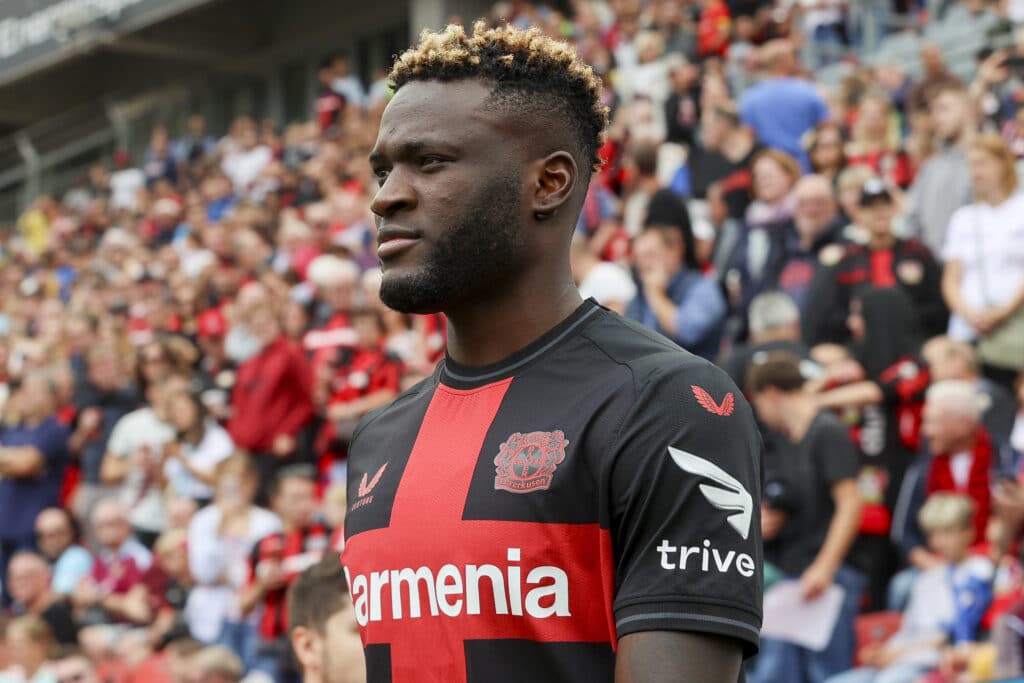Victor Boniface in action for Leverkusen
