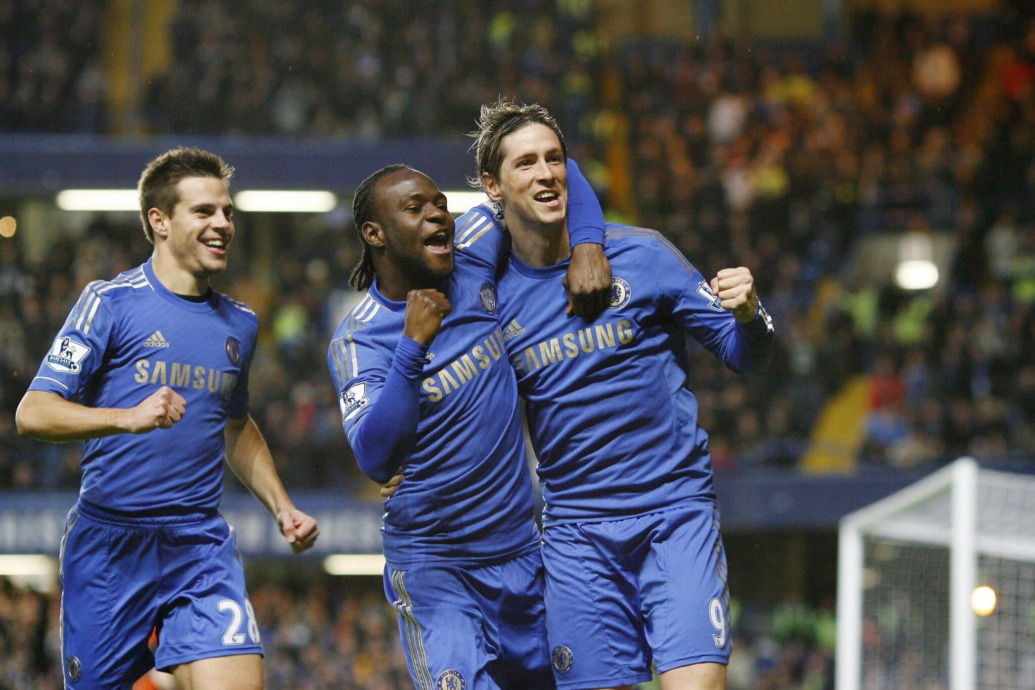 Victor Moses with Fernando Torres for Chelsea