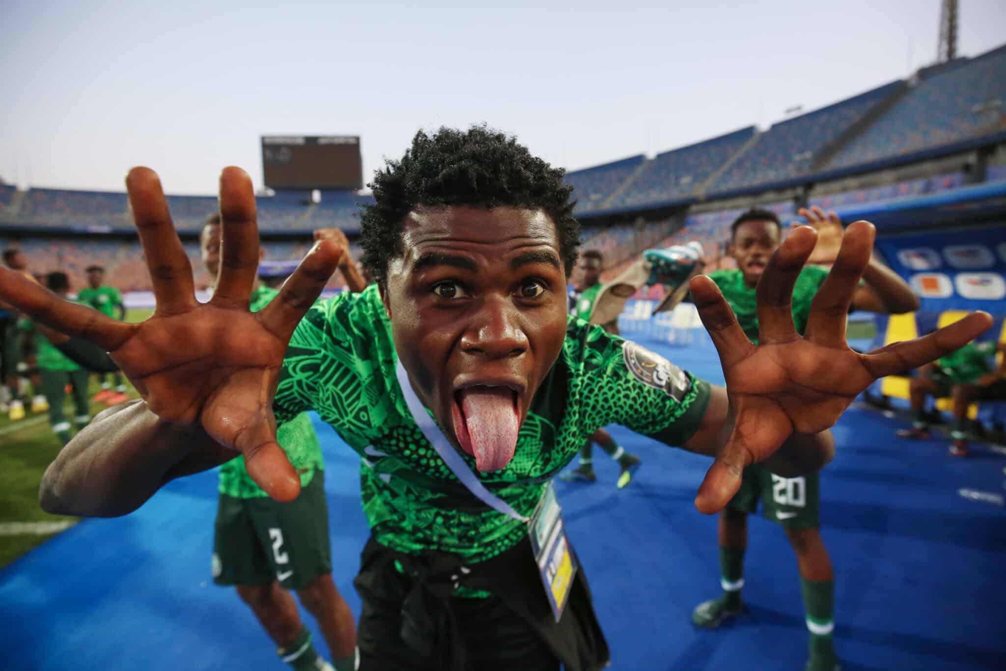 Daniel Daga of Nigeria celebrates victory during the 2023 Africa Cup of Nations U20 3rd/4th place match 