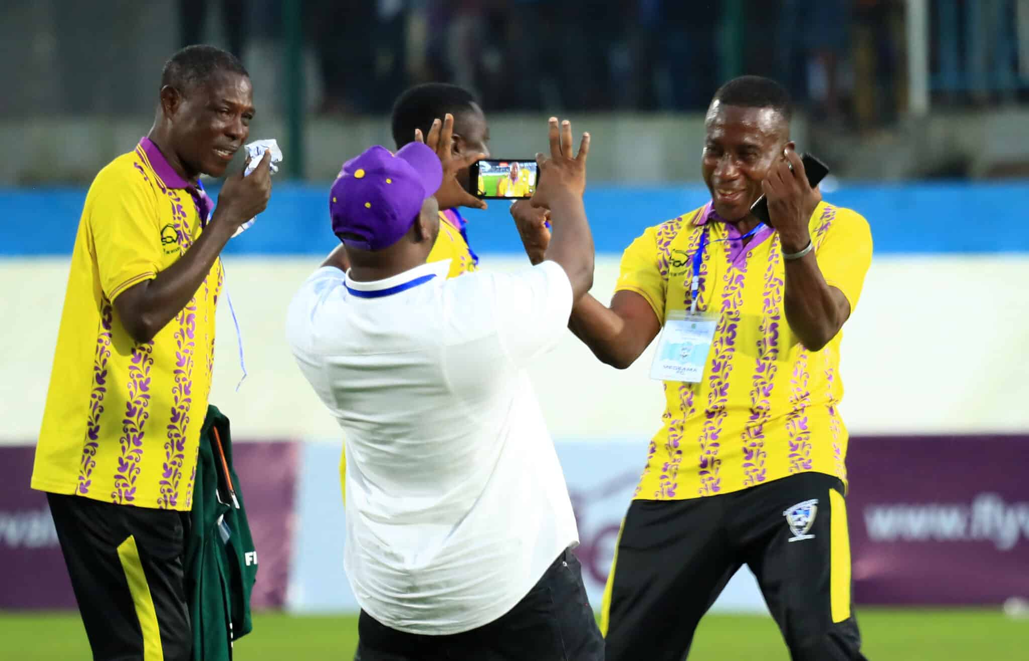 Medeama players celebrate a goal