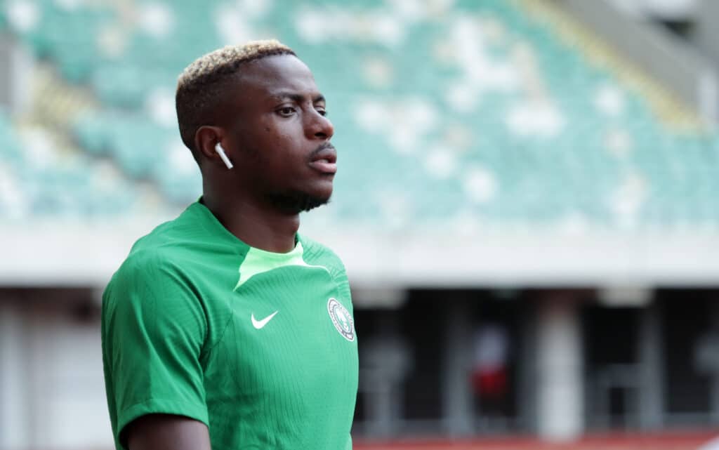 Victor Osimhen before a match for the Super Eagles