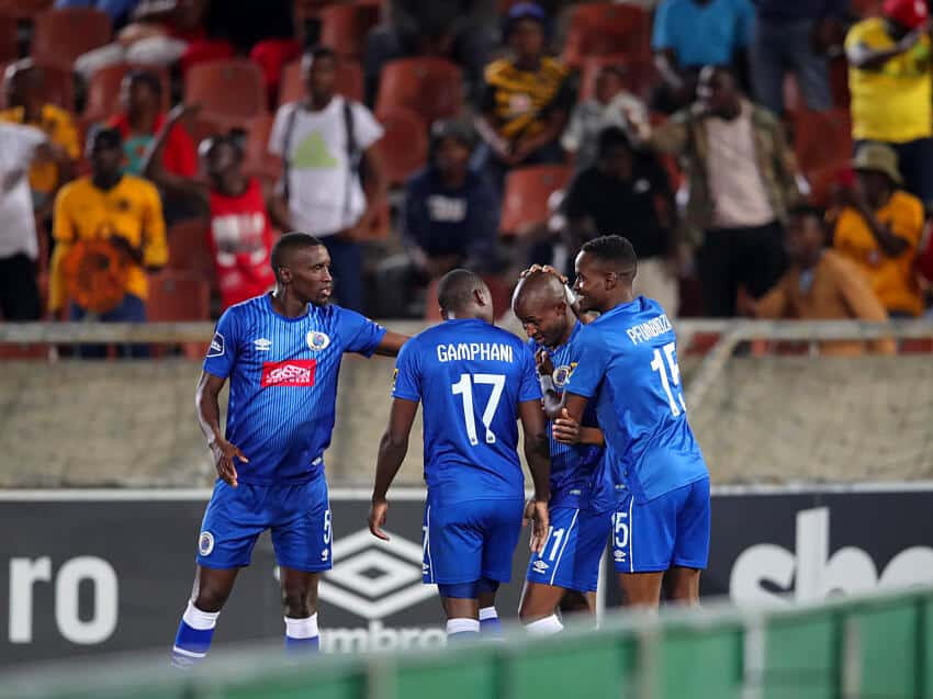 SuperSport United celebrates scoring Chiefs