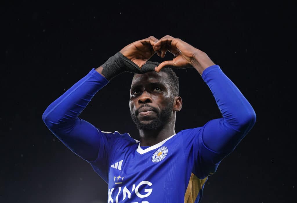 Leicester City's Kelechi Iheanacho celebrates scoring their side's first goal