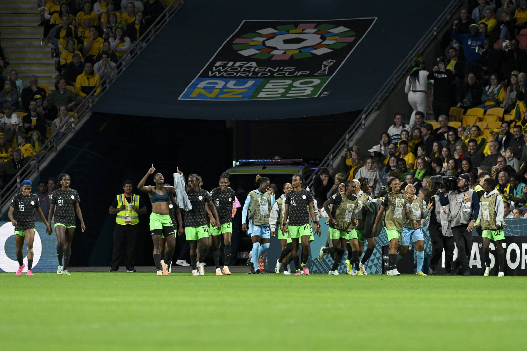 Nigeria celebrate the goal from Asisat Oshoala