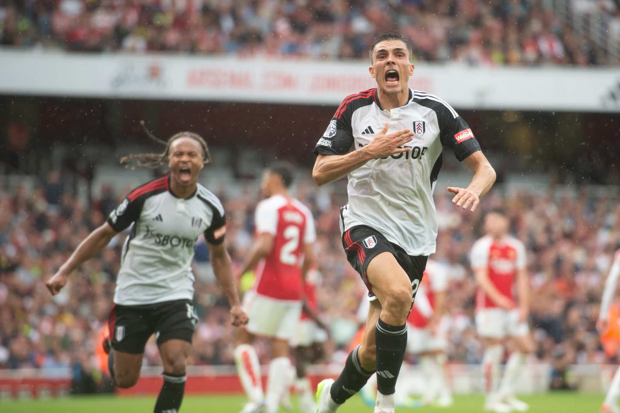 manchester city vs fulham palhinha celebrating against Arsenal