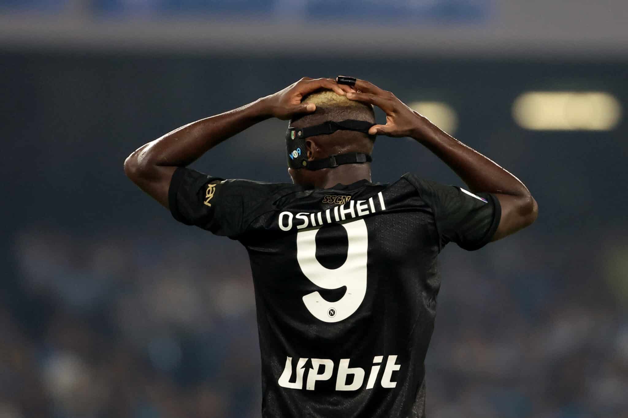 Osimhen with his hands on his head during a Napoli match