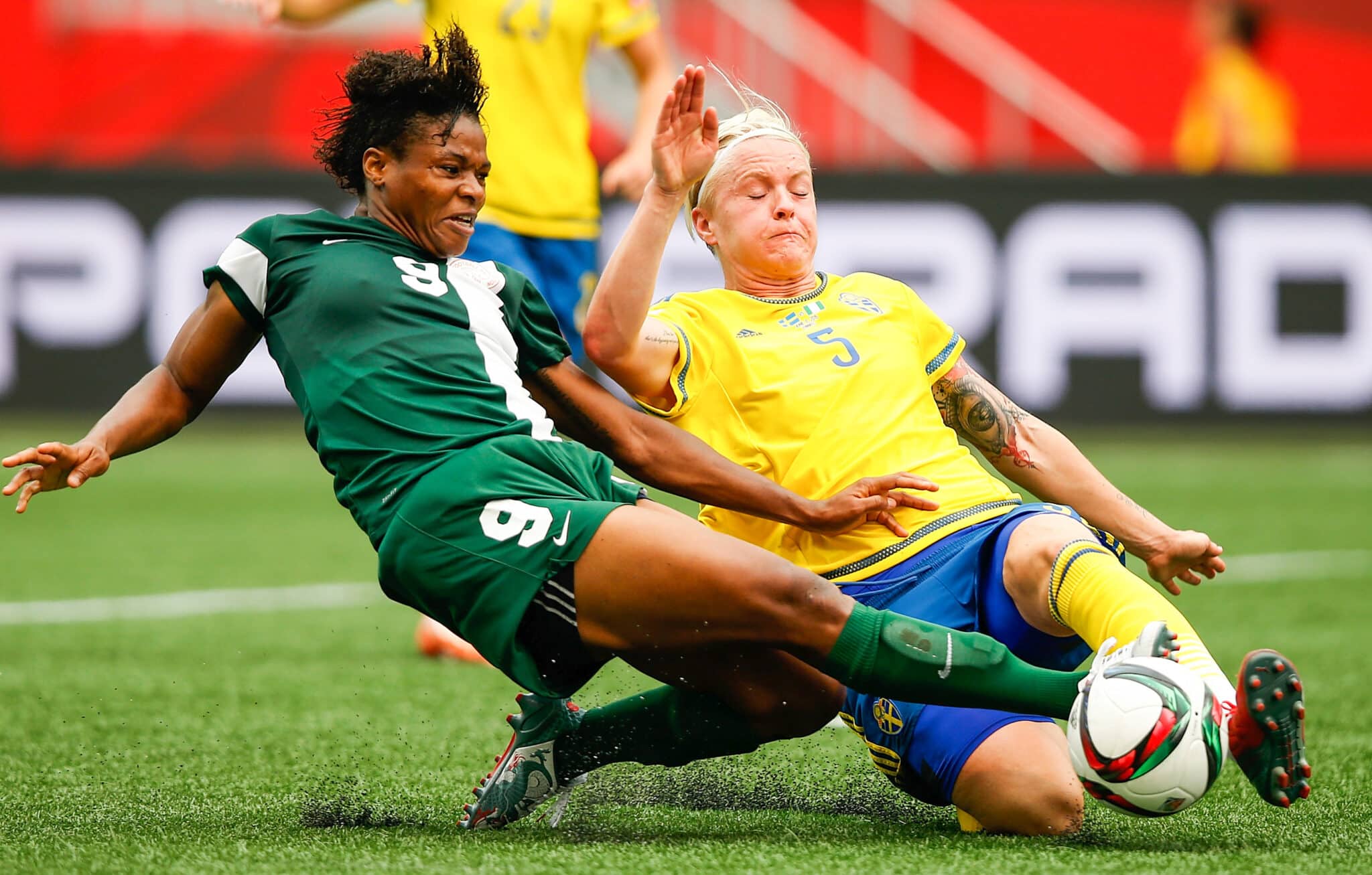 Desire Oparanozie during the match for the 2015 world cup between Nigeria and Sweden