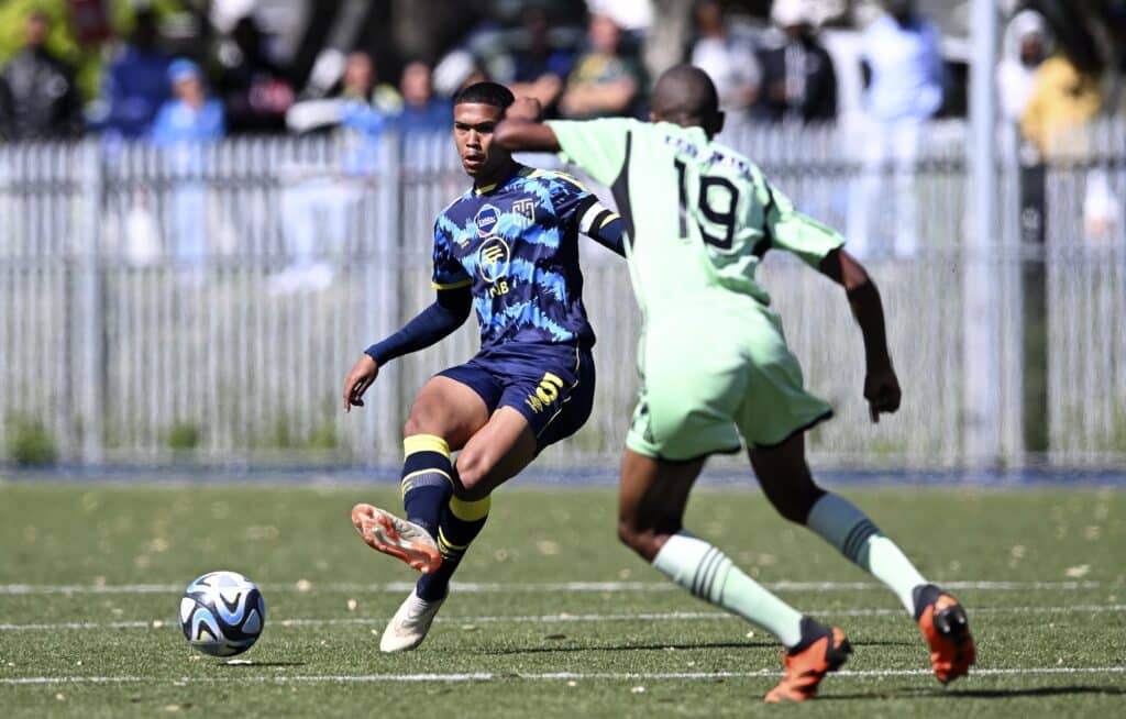 Jordan Allies of Cape Town Spurs during the DStv Diski Challenge 2023/24 game between Cape Town City and Orlando Pirates