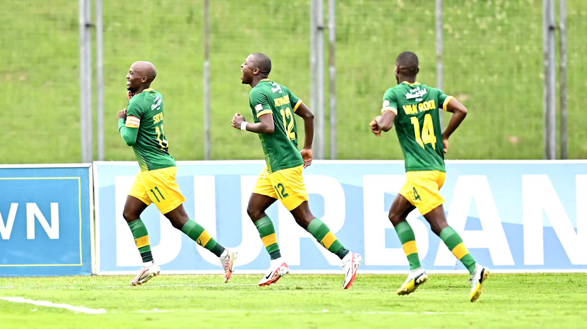 Golden Arrows players celebrate scoring a goal