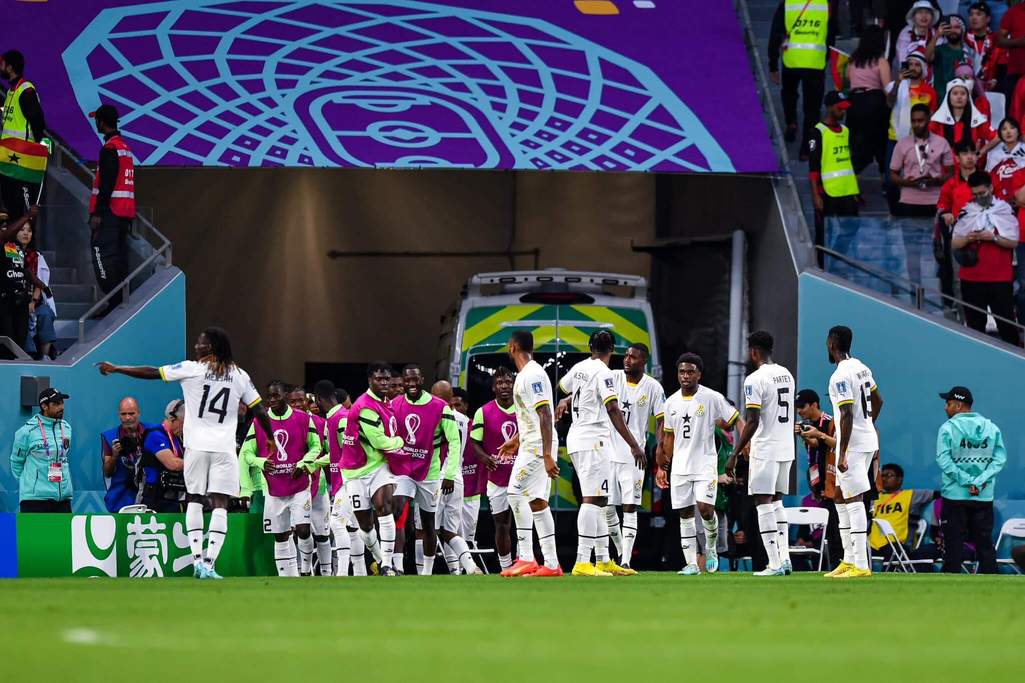 Mohammed KUDUS of Ghana celebrates his goal with team mates during the FIFA World Cup Qatar 