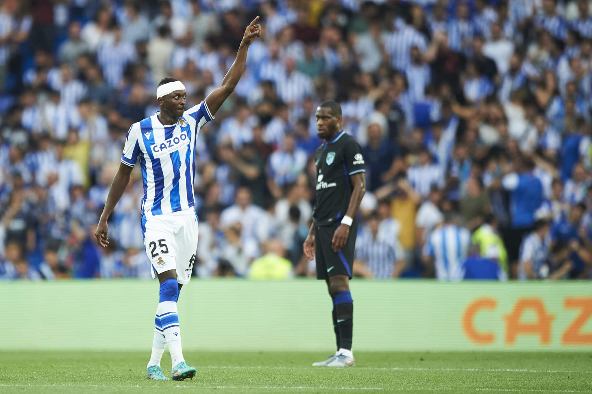 Sadiq Umar of Real Sociedad celebrates his goal during La Liga