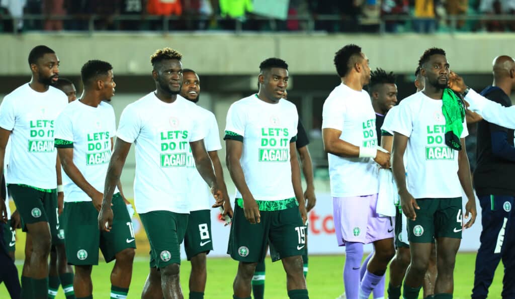 Where to watch AFCON 2023 draw live in Nigeria 1 Nigeria players celebrate victory and qualification after during the 2023 Africa Cup of Nations Qualifiers