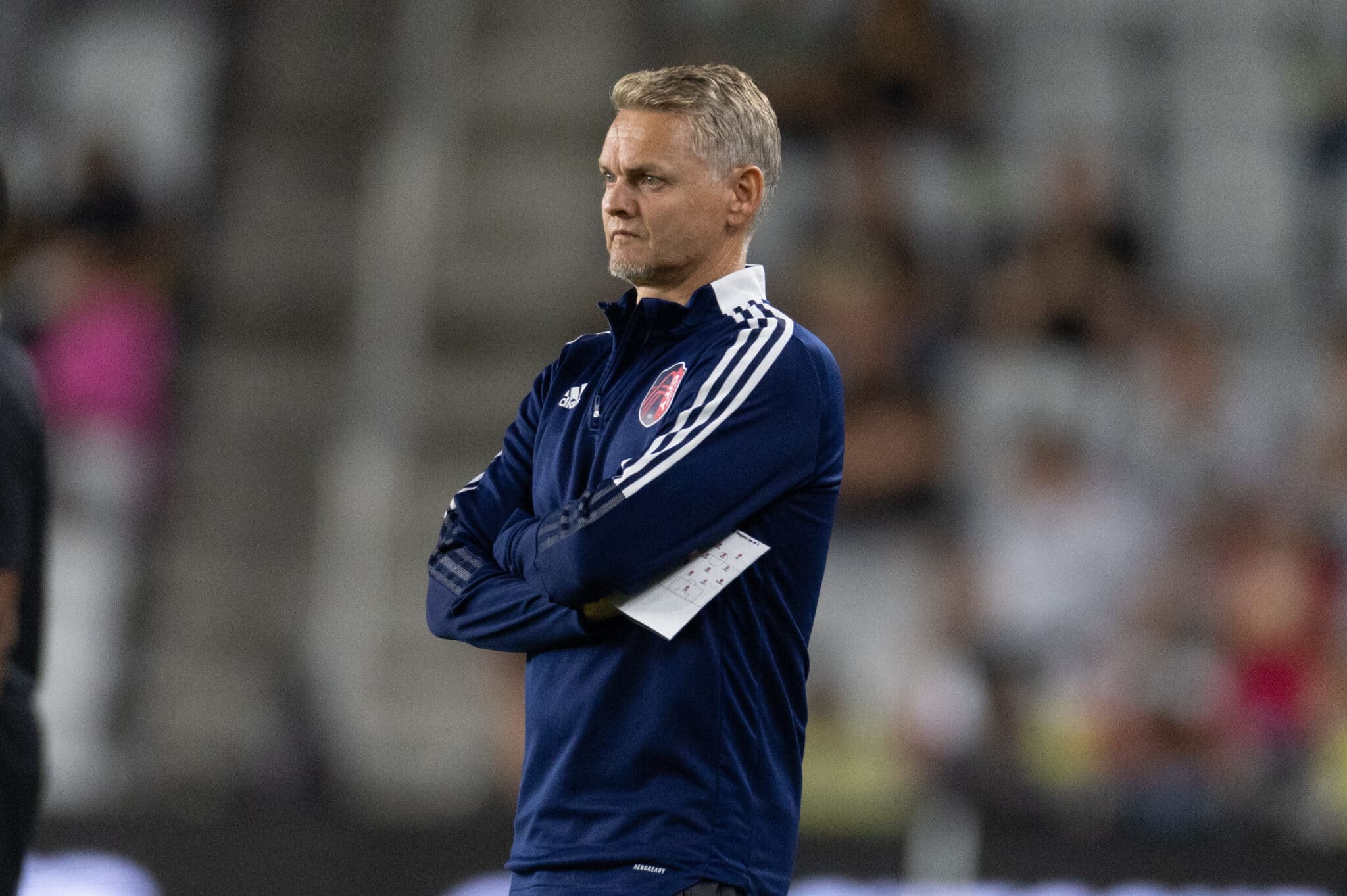 St. Louis City head coach Bradley Carnell in the first half against theColumbus Crew
