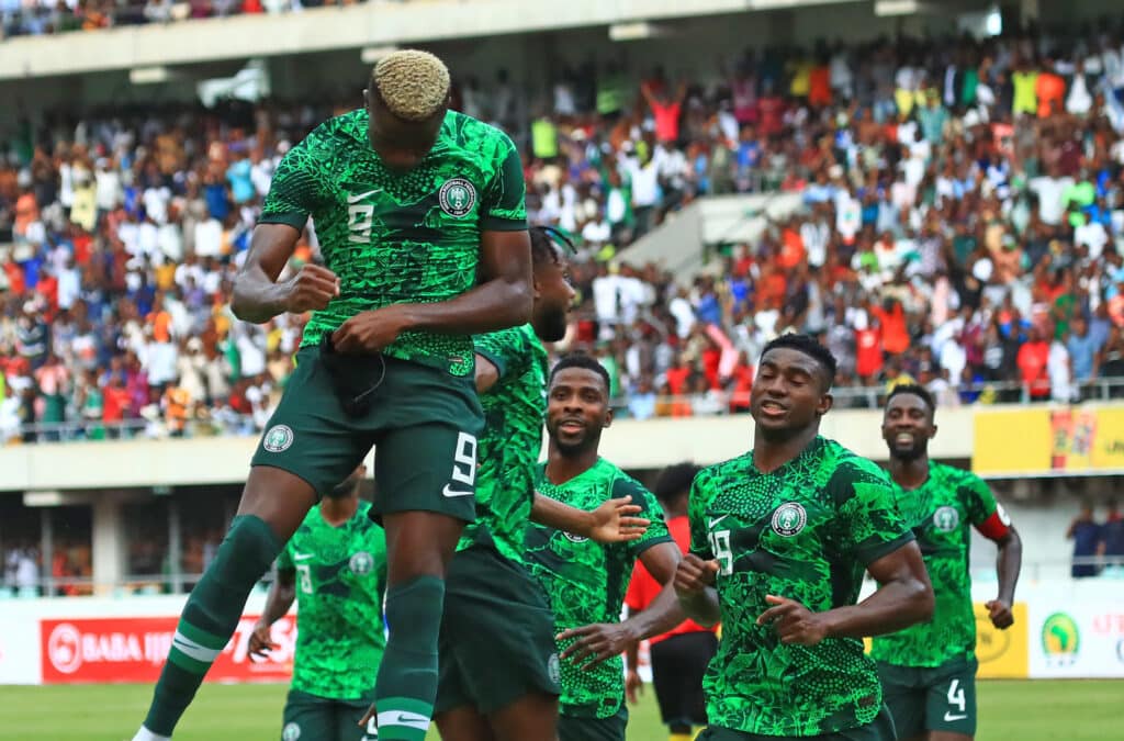 Super Eagles players celebrating