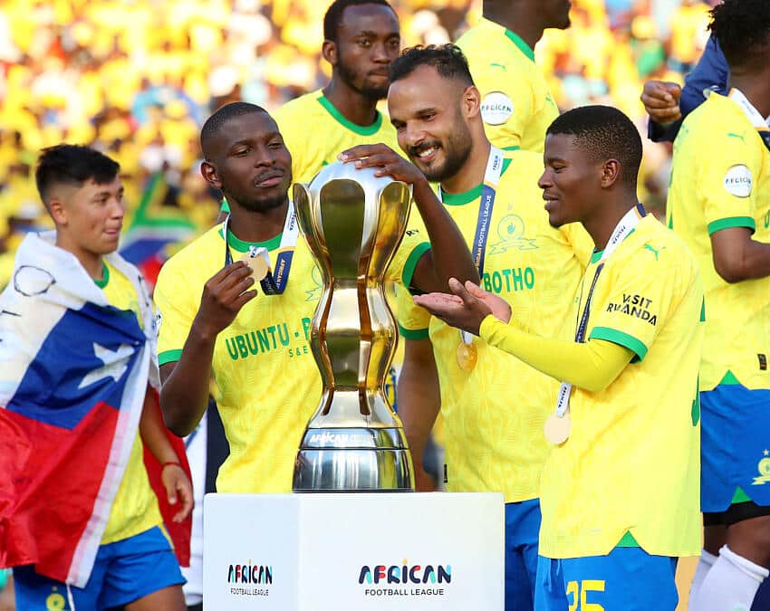 Mamelodi Sundowns players celebrate the AFL title