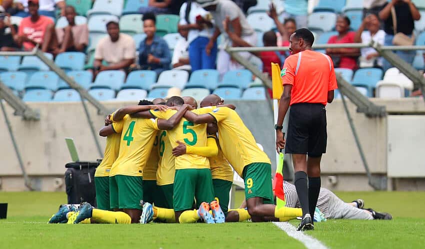 Bafana Bafana players celebrate goal