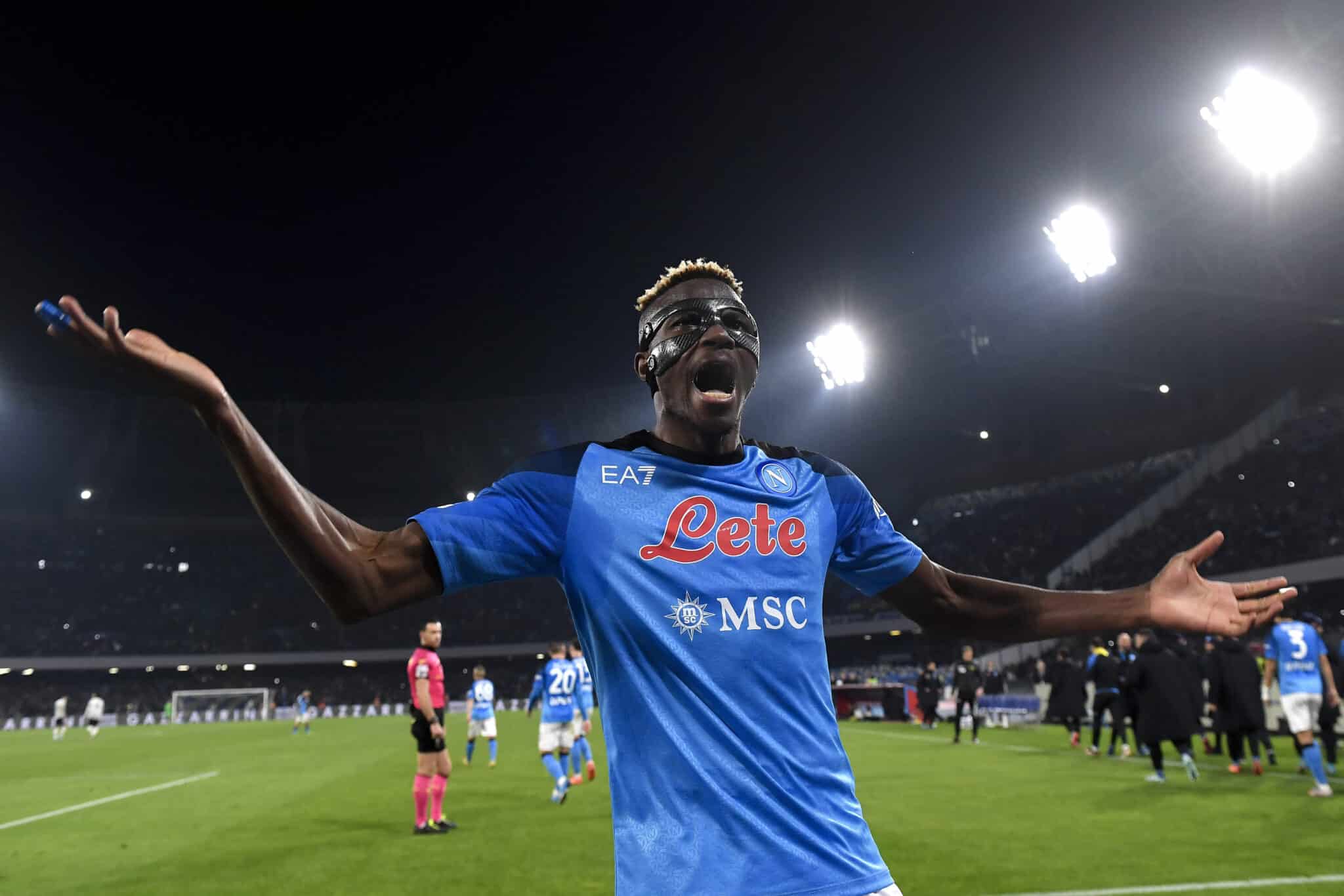 Victor Osimhen of SSC Napoli celebrates a goal 