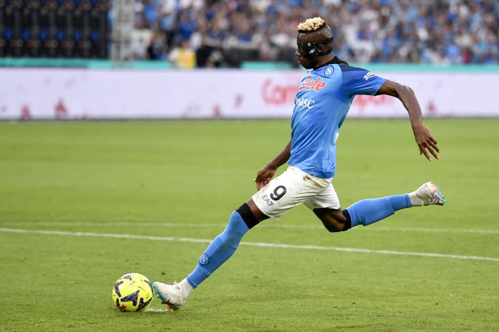 Victor Osimhen of SSC Napoli scores a penalty