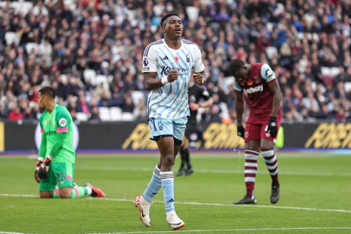 Taiwo Awoniyi back amongst the goals in Forest&rsquo;s 3-2 defeat to West Ham