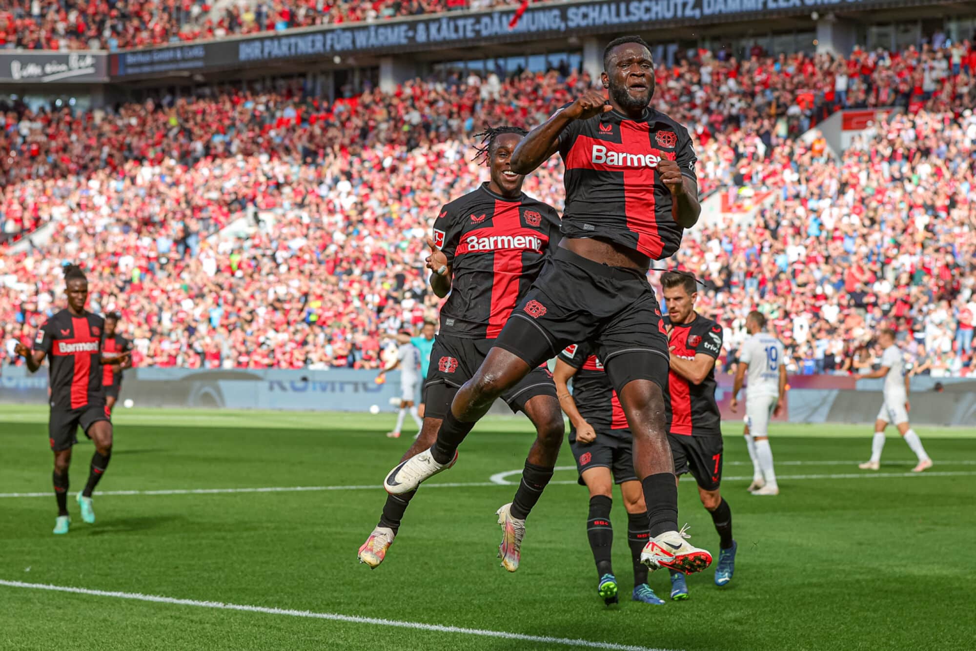 Victor Okoh Boniface in action for Bayer Leverkusen