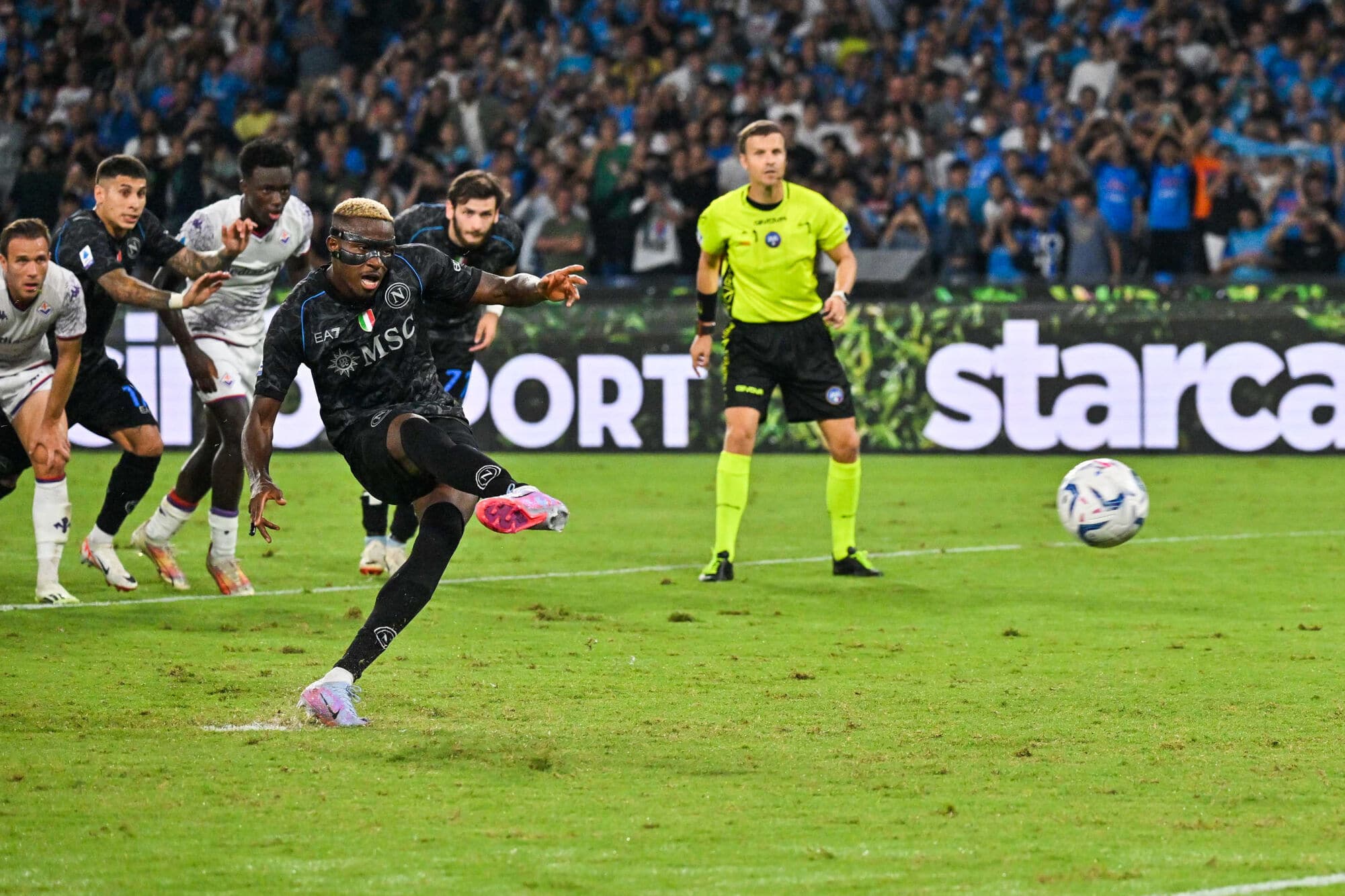 Victor Osimhen taking a penalty for Napoli