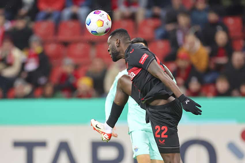 Victor Boniface in action for Leverkusen