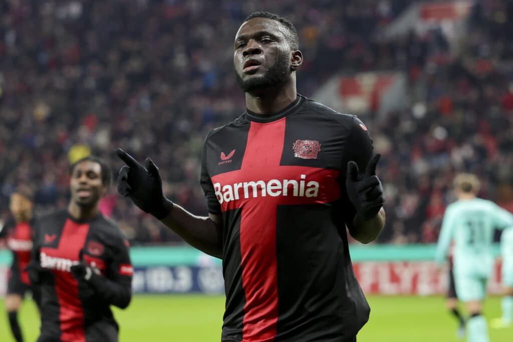 Victor Boniface in action for Leverkusen
