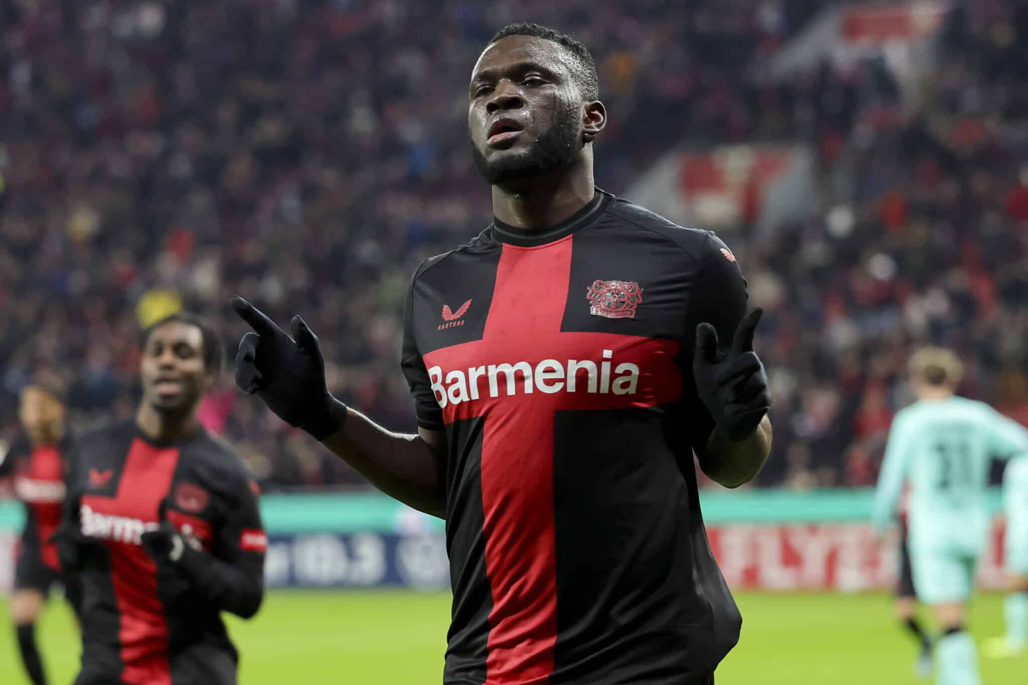 Victor Boniface in action for Leverkusen. The highest-rated nigerian player in the top five european leagues