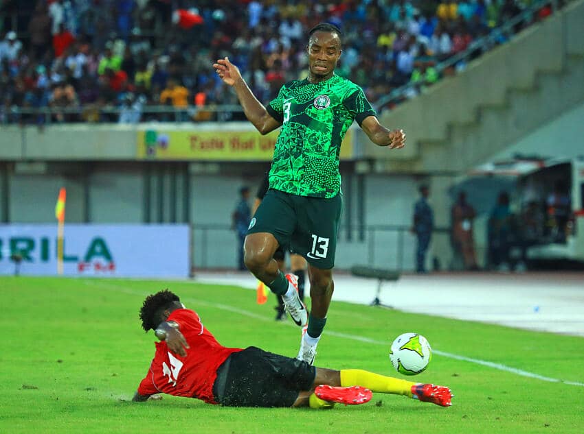 Bruno Onyemaechi in action for Nigeria