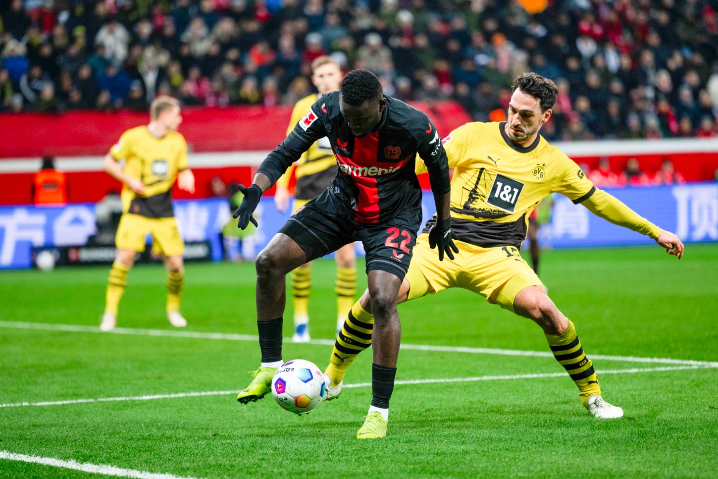 victor boniface getting the better of Borussia dortmund