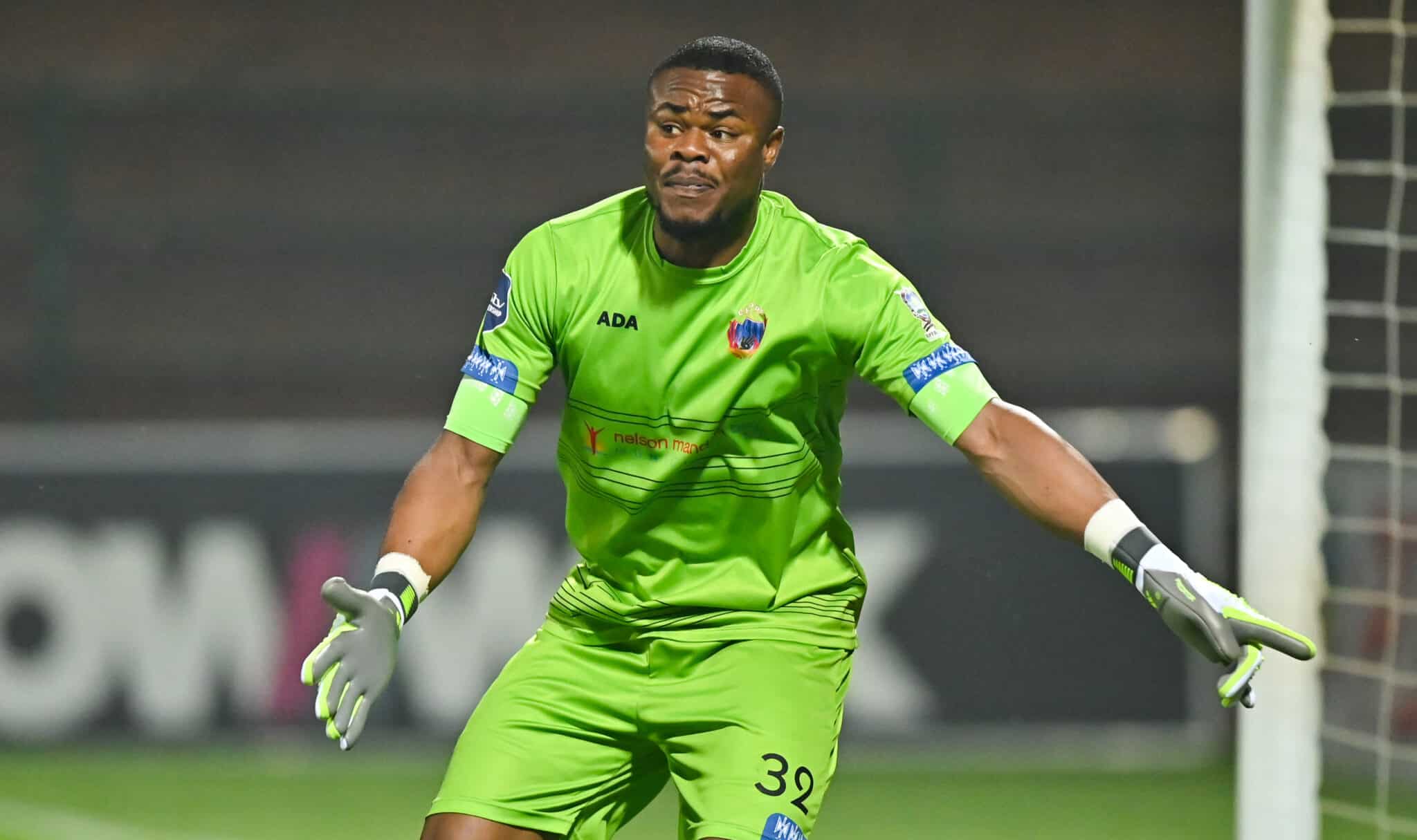Stanley Nwabali of Chippa United during the DStv Premiership 2023/24 game between Richards Bay and Chippa United at King Goodwill Zwelithini Stadium