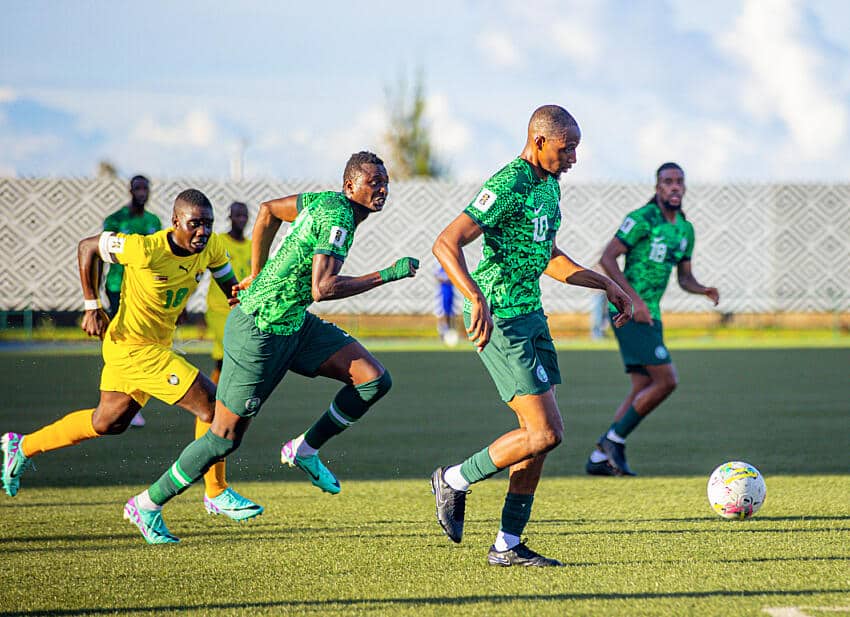 Super Eagles players in action for Nigeria