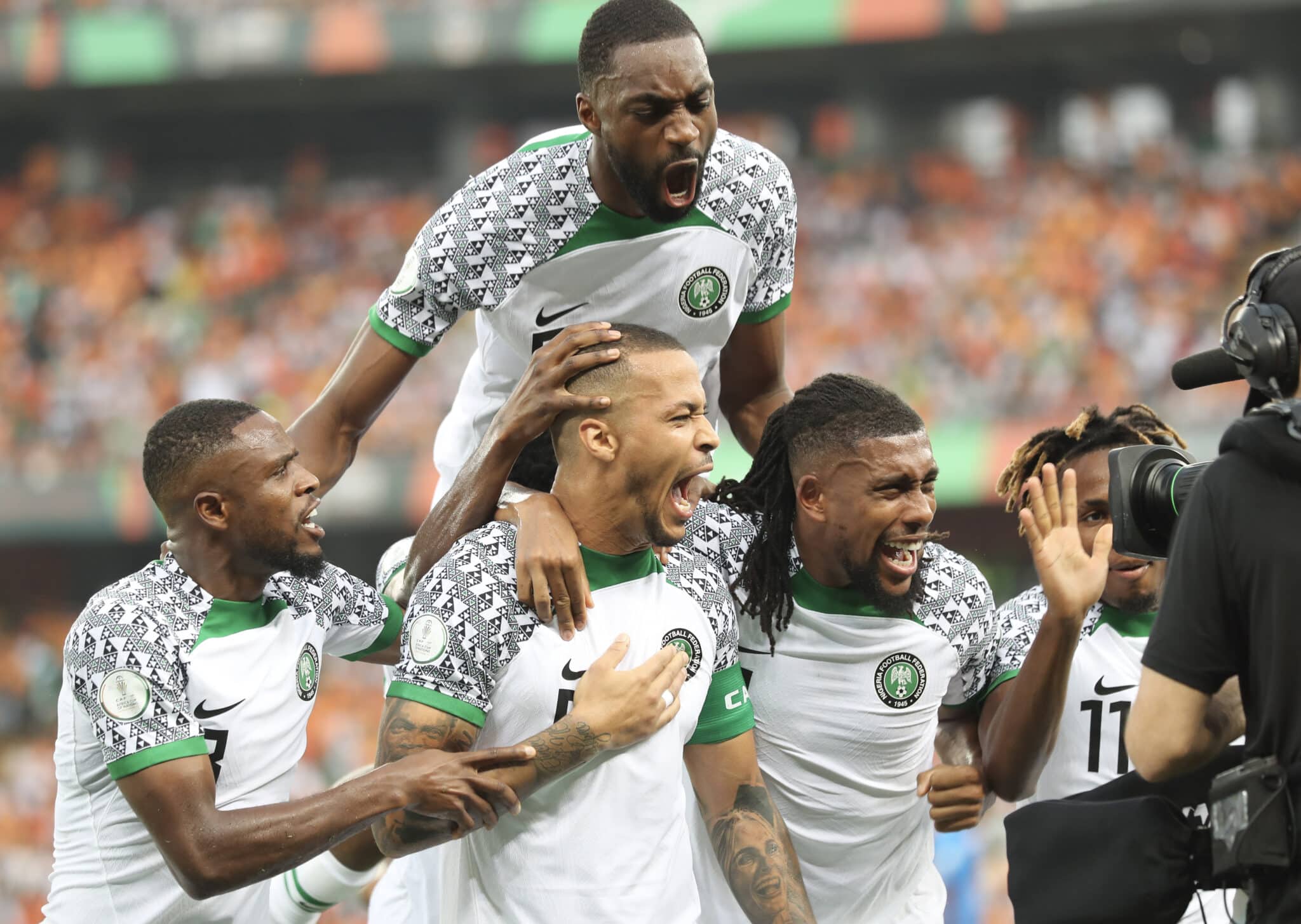 Super Eagles players celebrating
