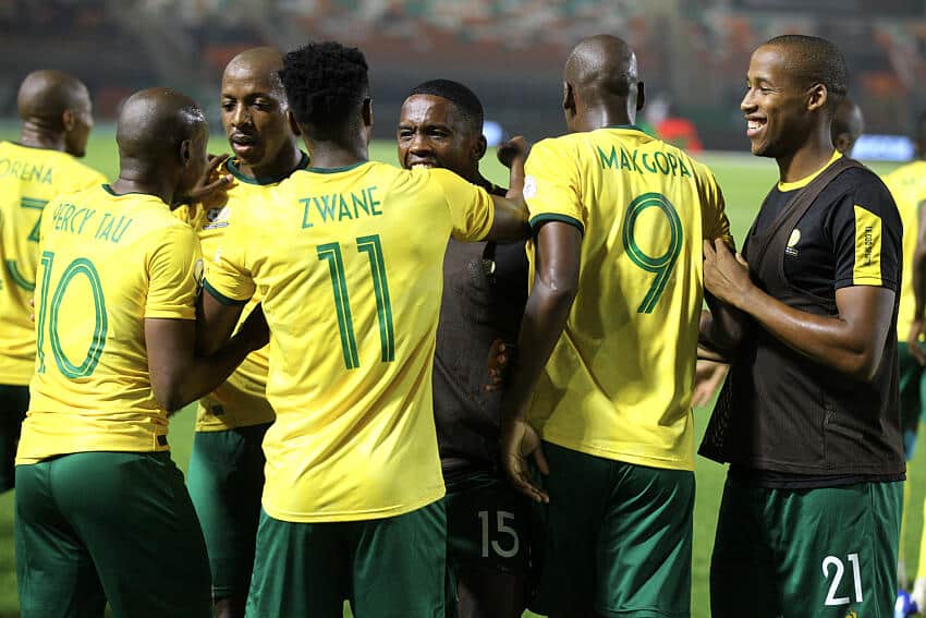 Bafana Bafana players celebrate goals